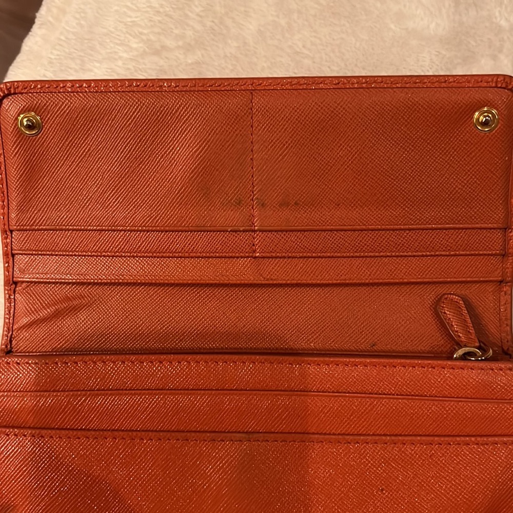 Authentic Orange Prada Wallet - Picture 10 of 16